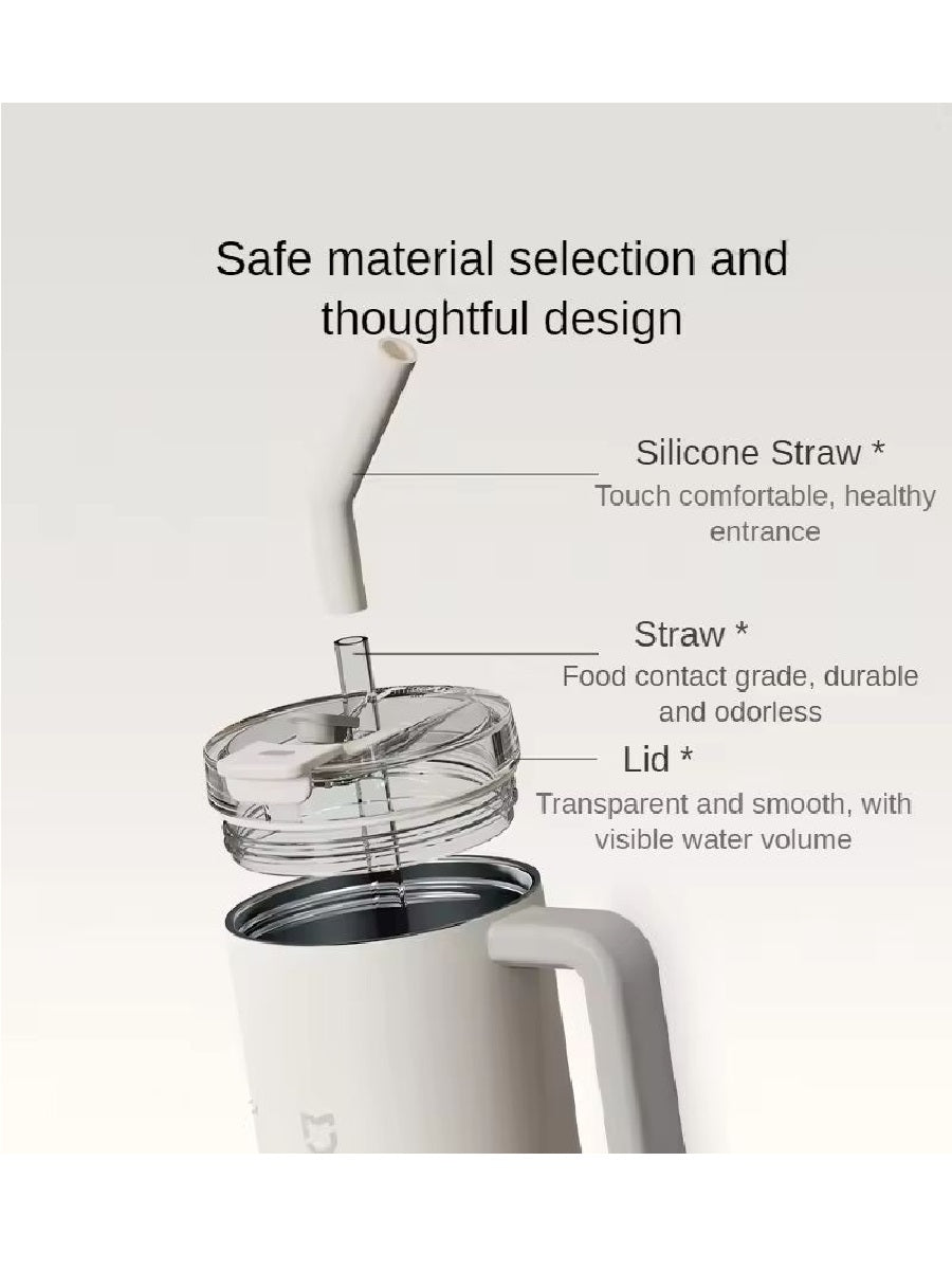 Xiaomi Mijia Straw Cup 316L Stainless Steel Thermos Cup 1L Handle Large Capacity Portable Sports Kettle Car Travel Cup - ARRA SPORT