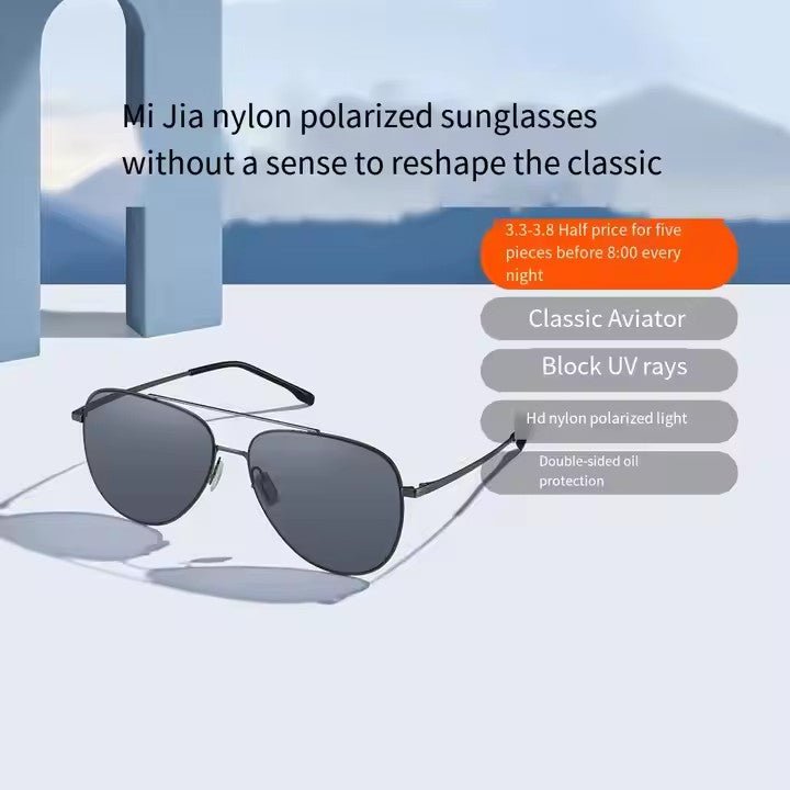 Mijia Nylon Polarized Sunglasses Gray Anti - glare Sunglasses, Vintage Driving Sunglasses for Men and Women - ARRA SPORT
