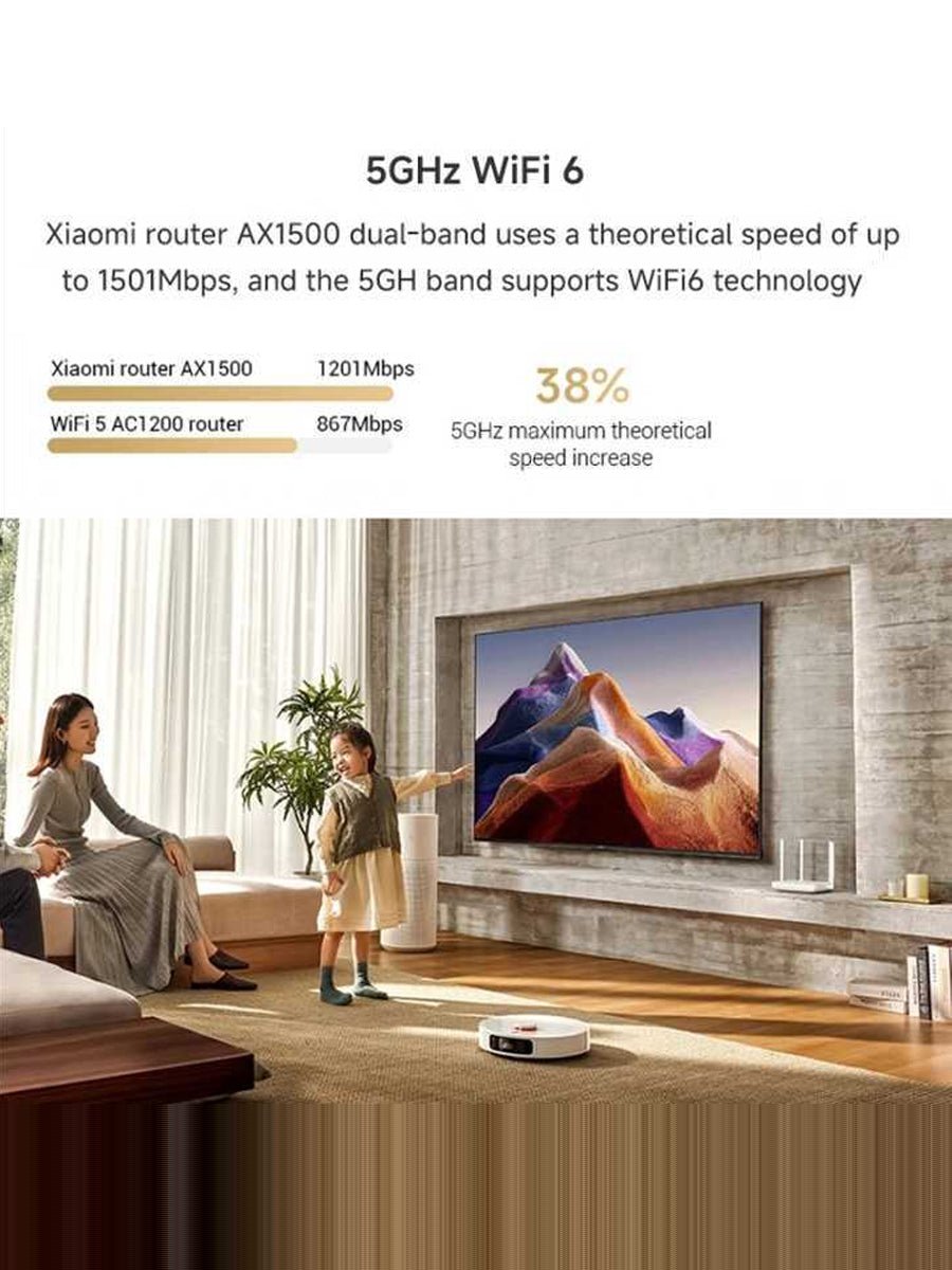 Original Xiaomi AX1500 Wifi Router 5GHz Smart WiFi 6 Work With Xiaomi Mijia App Network Cable Support IPTV - ARRA SPORT