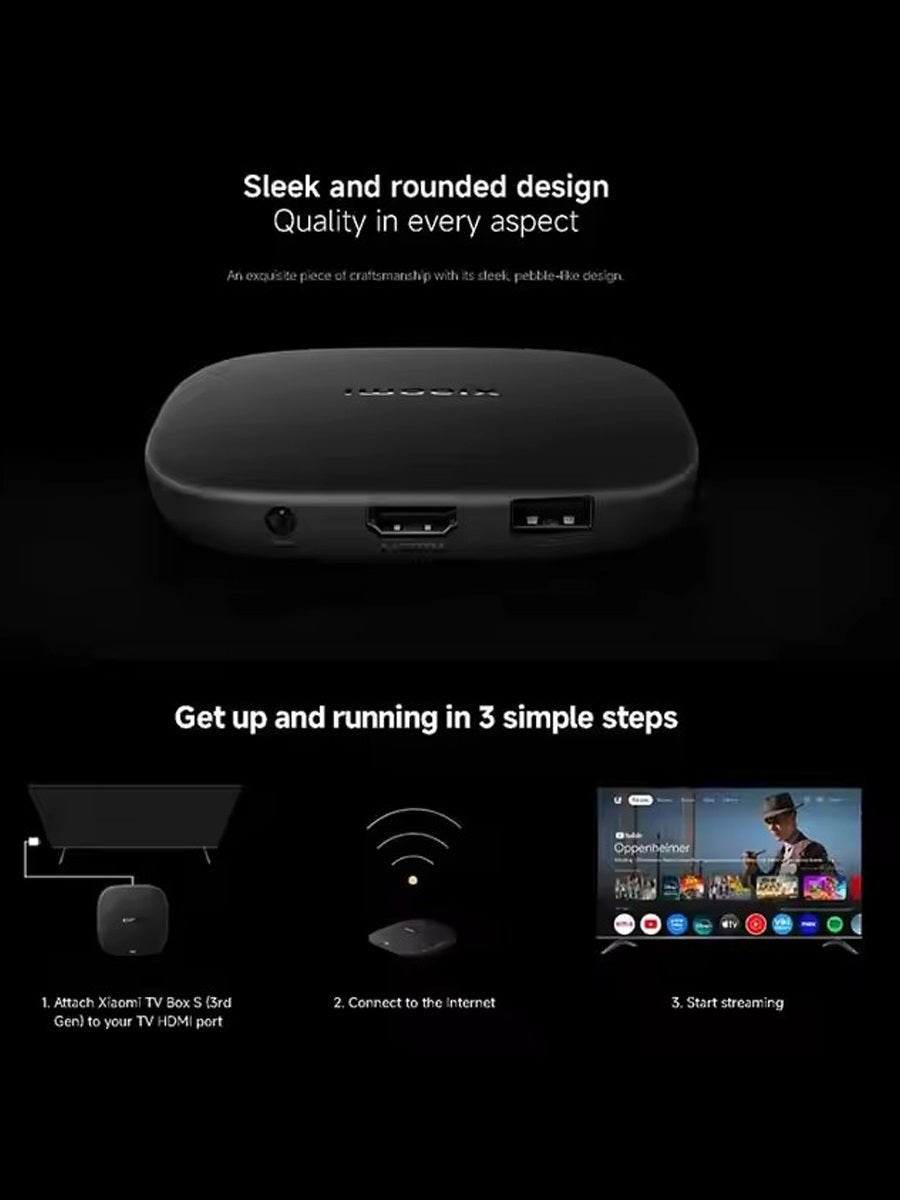 Xiaomi mi TV Box S (3rd Gen) Android 12 Operating System Amlogic S905X4 Quad Core Processor Supports 4K Resolution - ARRA SPORT