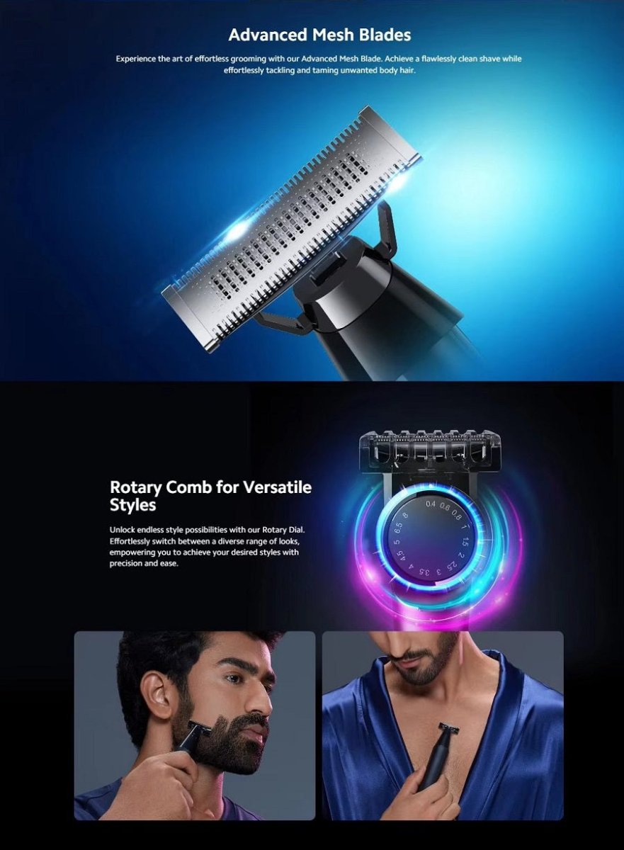 Xiaomi UniBlade Trimmer Three - way Blade 14 Length Comb 60 min Full Charge Runtime Travel Lock Battery Level Indicator - ARRA SPORT