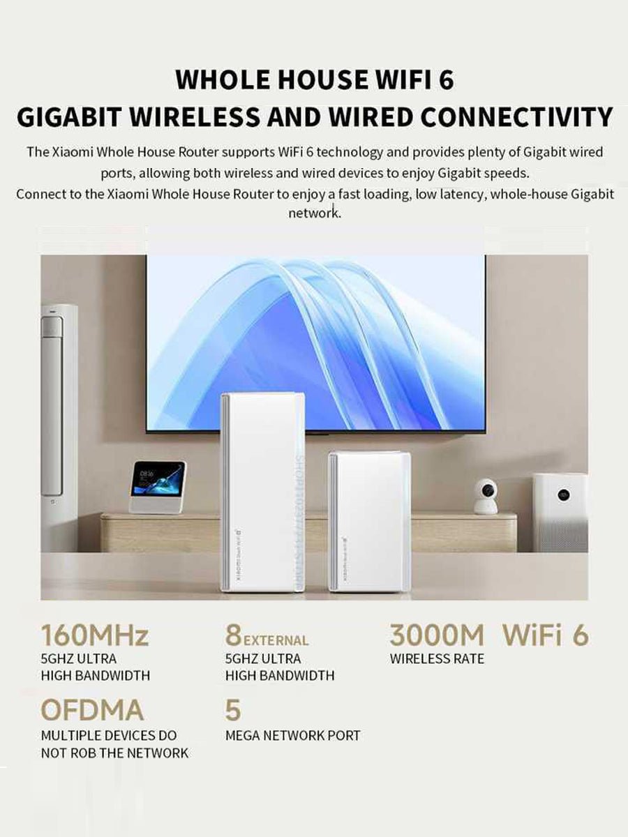 Xiaomi Whole - Home Mesh System Router AX3000 NE WiFi6 Repeater Modem Gateway IPTV Signal Amplifier Gaming Accelerator - ARRA SPORT